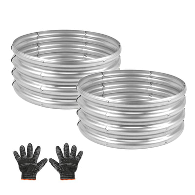 Mycovire 2PCS 2X2X1 Round Galvanized Garden Bed kit for Vegetables/Herbs/Flowers