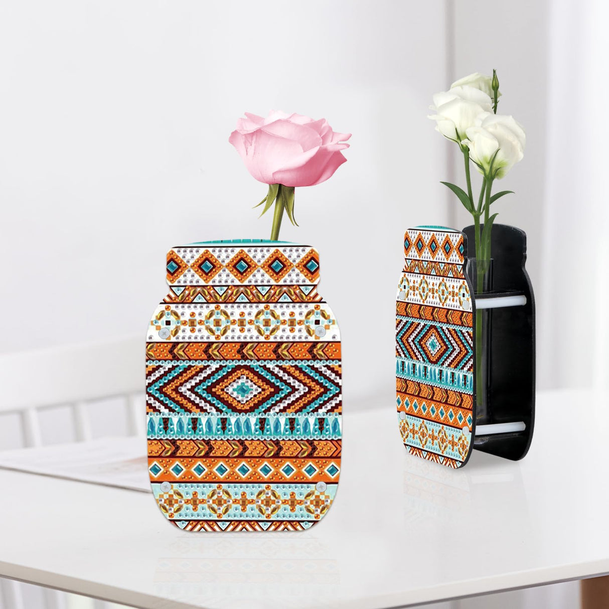 MVVMTOP 5D Diamond Art Painting Kit Vase, DIY Adult Shaped Diamond Acrylic Double-Sided Diamond Painting Multi Pattern Vase Handmade Crafts, Suitable for Home Living Room Desktop Decoration MVVMTOP