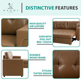 Naomi Home Jenny Sectional Sofa Sleeper with Storage Chaise, Tufted Pull Out Couch with Storage, Sectional Sofa Bed, L-Shaped Reversible Sleeper Sofa with Storage, Mocha,Air Leather Naomi Home