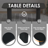 RGZ Modern Oval Dining Table Set for 6, 7 Piece Dining Table and Chairs Set with Black Kitchen Table & 6 Black Upholstered Boucle Chairs, Dining Table for Dining Room, Kitchen, Living Room RGZ