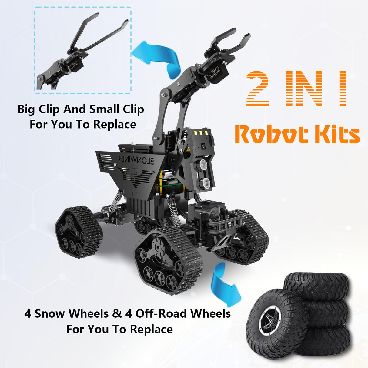 Smart Robot Kit, Robot Building Car kit for Raspberry Pi Python Coding, STEM Programming Robotic Arm Kit with Camera (Not Included Raspberry Pi Board) BLONWINER