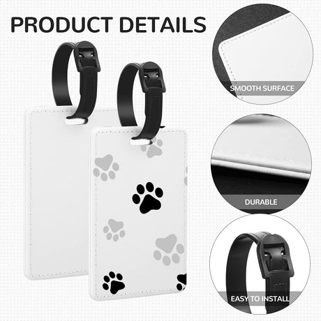 Huhumy 8 Pcs Sublimation Blank Luggage Tags White Blank Travel Tags with Strap Double Sided MDF Suitcase Label Tag Heat Transfer Name ID Card DIY for Women Men, 4 x 2.75 Inch Huhumy