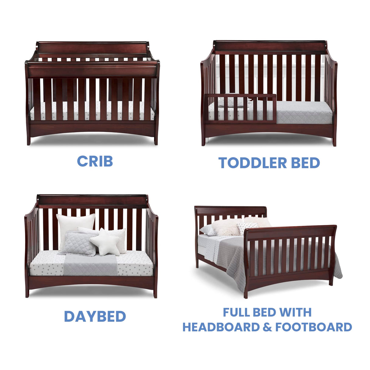 Delta Children Bentley S Series 4-in-1 Convertible Baby Crib, Black Cherry Espresso Delta Children