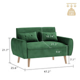 JAMFLY Sofa Set for Living Room 47'' Small Loveseat, Love Seat Couches Sofa Set for Small Spaces Bedroom Office Apartment (Green) JAMFLY