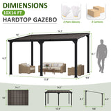 DAUSOLA 10x14 FT Gazebo Pergola for Patio, Gazebos Pergola on Clearance with Sloped Roof, Hard Top Lean to Gazebo, Large Wall-Mounted Heavy Duty Awnings for Patio, Backyard, Deck DAUSOLA