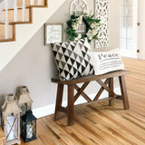 Wnutrees 30" Farmhouse Wood Bench, Rustic Solid Wood Entryway Bench Seat with Double X-Structure for Dining Room, Living Room, Hallway, Structural Stability, Natural Wnutrees