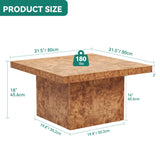 YITAHOME Coffee Table Square LED Coffee Table, Burl Wood Grain Tea Coffee Tables for Living Room/Apartment, Modern Wooden Center Table for Office Decor, Burl Wood YITAHOME