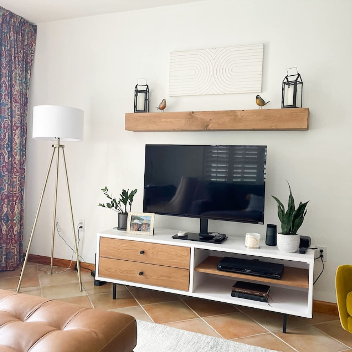 Fireplace Mantel, Rustic, Shelf, Floating Mantle, Real Wood, Beam, URBANDI (Brown, 60Lx6Hx8D) WoodArtSupply