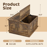 YESHOMY 31.5 inch Farmhouse Coffee Table, Coffee Tables for Living Room, Center Table with Flip-Top Lids, Large Storage Space (Brown) YESHOMY