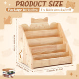 Juexica Kids Bookshelf 5 Tier Toddler Bookshelf Book Display Shelf Organizer Wood Bookcase with Chalkboard and Storage Kids Magazine Rack for Classroom Bedroom Nursery Furniture,17x17x11 Inch(Cat) Juexica