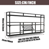 47.2in Wall Mounted Wine Rack, Wine Rack Wall Mounted With Wine Glass Rack, Metal Bar Bottle Display Shelf Wine Cups Hanging Holder, For Home Bar Cafe Dining Room Decoration (BLACK, 47.2*10*35.5inch) amhricho