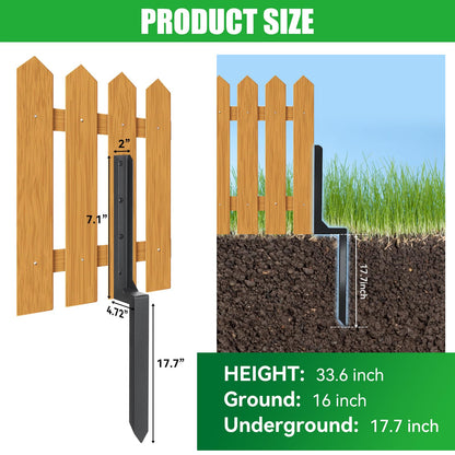 Fence Post Repair Stakes,Heavy Duty Steel Fence Post Repair Kit Fence Post Anchor Ground Spike for Repair Tilted/Broken Wood Fence Post (1Pcs) - WoodArtSupply