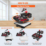 VEVOR 11 in 1 Heat Press Machine 15x12 Inch Tshirt Press Machine 360° Swing Away Digital Shirt Printing Multifunction Heat Transfer Clamshell Sublimation for T-Shirt Hat Cap Mug Plate Pen Shoes VEVOR