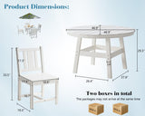 AMERLIFE 5 Piece HDPE Outdoor Dining Table & Chairs Set, All-Weather Patio Furniture with Umbrella Hole for Garden, Backyard, Seaside, White AMERLIFE