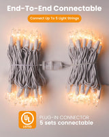 Minetom Clear Christmas Lights Set 100 Count 25 Feet Incandescent Bulb Mini String Lights for Indoor Christmas Tree Garland Birthday Wedding Party Festival Decoration, White Wire Minetom