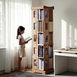 unununu Wooden Rotating Bookshelf, Larger Solid Wood Revolving Bookcase,360°Spinning Book Shelf Tower,Floor Standing Storage Rack,Corner Organizer for Small Space,Study,Office,17"x17"x69.75"(5-Tier) unununu