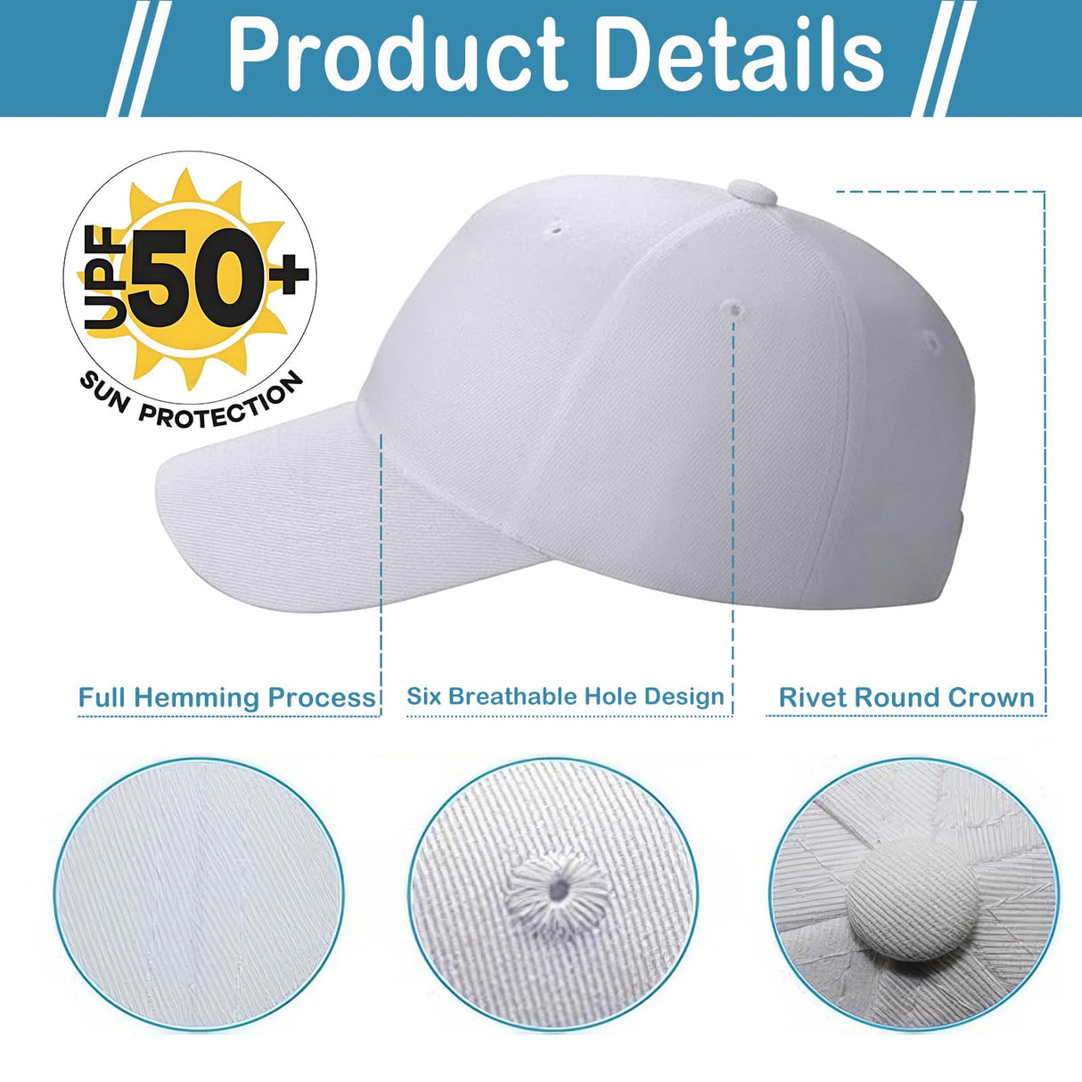 LYDTICK 20-Pack Blank Baseball Cap Trucker Hat Bulk Wholesale Sublimation Hats Adjustable Plain for Men Women, White LYDTICK