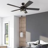 Honeywell Ceiling Fans Bonterra, 52 Inch Contemporary Indoor LED Ceiling Fan with Light and Remote Control, Dual Finish Blades, Reversible Motor - Model 50690-01 (Matte Black) Honeywell Ceiling Fans