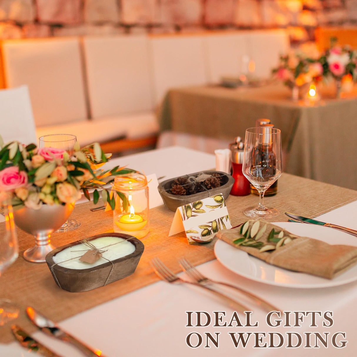 Tioncy 12 Pcs Wooden Dough Bowls for Candle Making Rustic Wood Dough Bowl Bulk Decorative Wooden Bowls for Decor Hand Carved Paulownia Wood Bowls with Cards for Food Bread Fruits Farmhouse Home Decor Tioncy