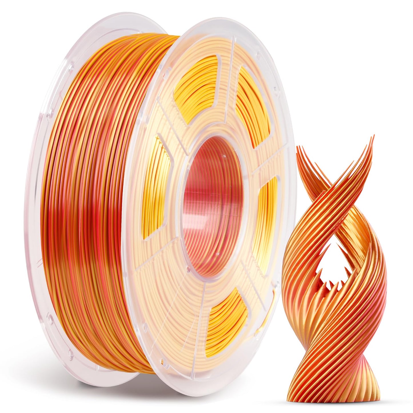 ANYCUBIC Silk Dual Color Pla Filament, 2-in-1 Chrome Coextrusion Color Change 3D Printer Filament 1.75mm Dimensional Accuracy +/- 0.02mm, Silk Texture, 1KG Spool (2.2 lbs), Red Gold - WoodArtSupply