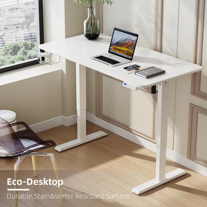 Juyancao Height Adjustable Desk Electronic Standing Desk for Home Office White (55 Inch) - WoodArtSupply