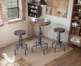 Topower 3 Piece Pub Table and Stool Set Round Bar Table Adjustable Height Coffee Table Farmhouse Counter Height Bar Stools with Backrest Silver 1 Table + 2 Stools Topower