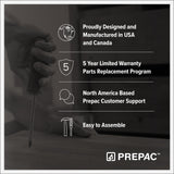 Prepac 2 Drawer Nightstand, 16.25in x 18.75in x 24.5in, Rustic Black Prepac