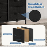 DUMOS TV Stand 7 Drawer Dresser for Bedroom with Storage TV Stands for Living Room Black, Farmhouse Entertainment Center Media Console Table with Metal Frame Adjustable Feet DUMOS