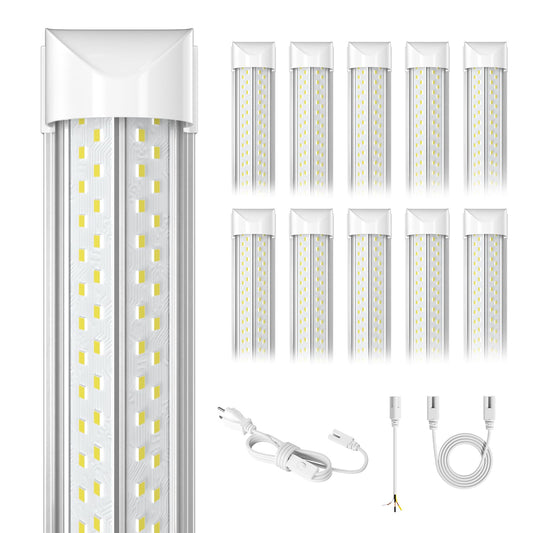 ELEKICO 8FT LED Shop Light, Super Bright 100W Shop Lights, 15000LM 5000K 8 Foot Led Lights, Linkable 96" LED Shop Lights Lighting for Garage with Plug, V Shape T8 8' Led Light Fixtures 10 Pac - WoodArtSupply