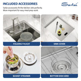 Sarlai Outdoor Sink, 15x17 Inch Undermount Kitchen Sink Workstation with Foldable Faucet Bar Prep Sink Single Bowl Kitchen Sinks 16 Gauge Stainless Steel Sink with Cover,BBQ Sink Outside Sarlai