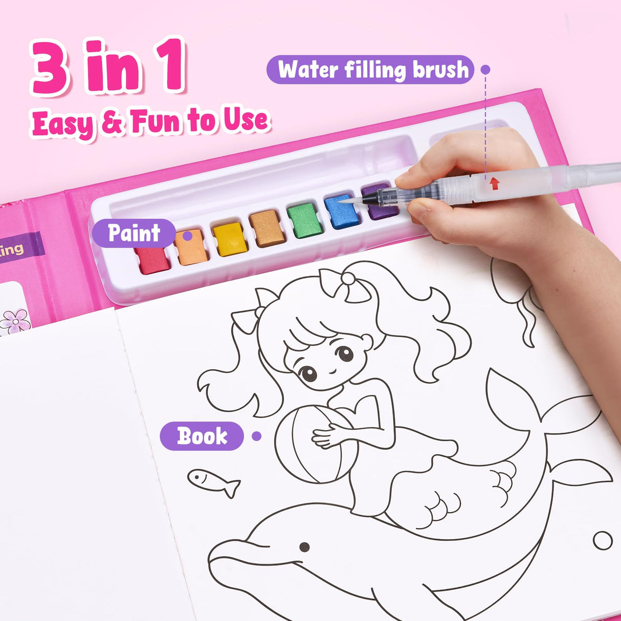 JoyCat Paint with Water Coloring Books, Art & Craft Activity, Princess No Mess Art for Kids Ages 4-8, Craft Kits & Supplies, DIY Creative Activity, Presents for Girls & Boys JoyCat
