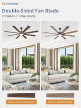 ZMISHIBO 72 inch Oil Rubbed Bronze Ceiling Fans with Lights and Remote, Indoor/Outdoor Farmhouse Ceiling Fan for Living Room Patio, 6 Speed Reversible Quiet DC Motor, 3CCT, Dual Finish Blades ZMISHIBO