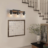 DUJAHMLAND Farmhouse Vanity Light Fixture,3-Light Bathroom Wood Wall Light Over Mirror with Clear Glass Shade, Rustic Vintage Wall Sconce Lighting.(Antique Wood, 3-Light) DUJAHMLAND