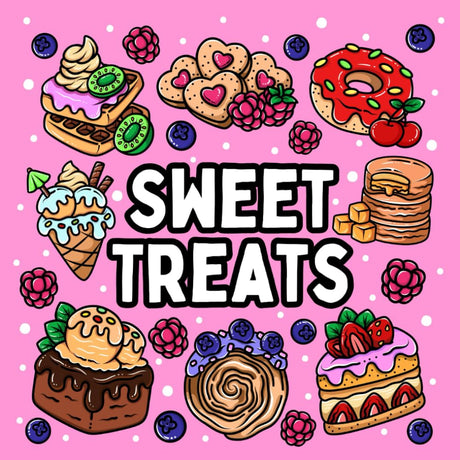 Bold and Easy Sweet Treats Coloring Book: 51 Large and Easy Designs Featuring Adorable Sweets for Adults, Seniors, and Kids WoodArtSupply