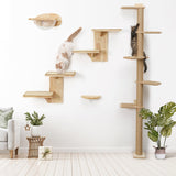 FUKUMARU Cat Wall Shelves, 2 Platform Cat Wall Furniture, Tree Shape Wall-Mounted Cat Floating Shelf with Sisal Mat, Solid Rubber Wood Cat Perch for 16 Inch Drywall, Suitable for Climb, Play, Nap FUKUMARU