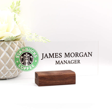 Personalized nameplate Desk Decor Office Unique Gift Custom Logo tech Desk Custom Wood Name Plate for him and her Occasion Gift (8"x3") DeskPlate