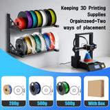 3D Filament Rack Wall Mount, Desktop 3D Printer Filament Storage, Rolling 3D Filament Holders Racks, 2-Tier Heavy Duty Metal Shelf for TPU/PLA/ABS Karuikev