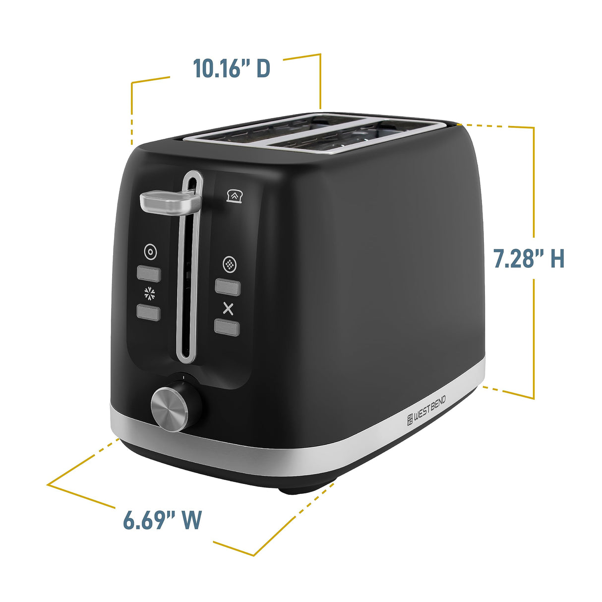West Bend Toaster 2 Slice Extra-Wide and Deep Slots with 3 Functions and 7 Shade Settings Manual Lift Lever and Auto-Shut Off, 750-Watts, Black West Bend