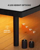 Amada Queen Adjustable Bed Frame with Massage, Head & Foot Incline, Wireless Remote, 4 Built-in USB Ports, LED Night Light, 4 Height-Adjustable Legs, Electric Bed Base, 01B-Q1 AMADA HOMEFURNISHING