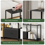 Amenitlif LED TV Stand with Open Shelves and Fabric Drawer, Entertainment Center with LED Lights, Media Console for 55" TV, Television Stands for Living Room, Bedroom Amenitlif