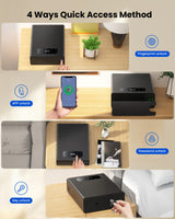 EAMIRUO Single Handgun Safe Unlock with Fingerprint/Keypad/Key/Application, 0.5s Quick Access Biometric Pistol Safe for Handgun, Small Drawer Gun Safe for Nightstand Bedside EAMIRUO