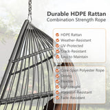 Hanging Egg Chair Without Stand, HDPE Rattan Foldable Swing Chair with Aluminum Frame & UV Resistant Cushion, Hammock Egg Basket for Indoor Outdoor Bedroom Garden, 350Lbs Capacity (Coffee) DAIJIA CHINA