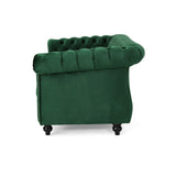 Christopher Knight Home Karen Traditional Chesterfield Loveseat Sofa, Emerald and Dark Brown, 61.75 x 33.75 x 27.75 Christopher Knight Home