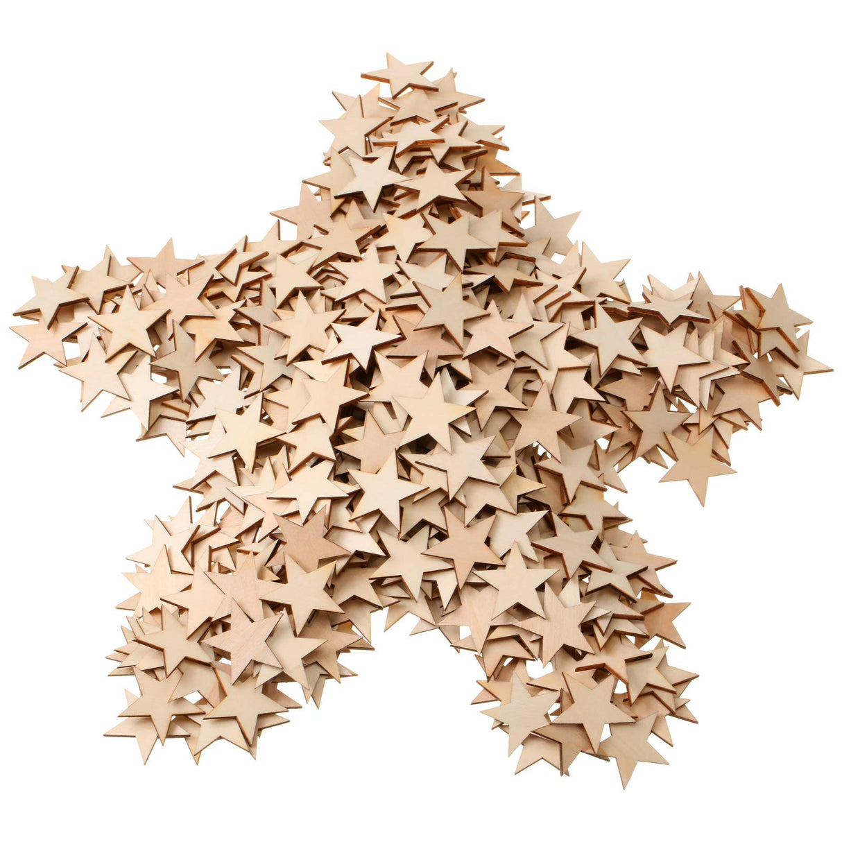 500 Pieces Star Shape Unfinished Wood Pieces, Blank Wood Pieces Wooden Cutouts Ornaments for Memorial Day Independence 4th of July Patriotic Craft Project and Decoration (1.5 Inch) Gejoy