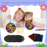 Lonfliness 32 Sets Suncatchers Craft Kit DIY Flower Window Stained Glass Effect Paper Spring Home School Classroom Decoration Art Craft Creative Activity Project Kid Gift Favor Lonfliness