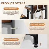 GRUSIGN 5-Tier Corner Bookshelf - Modern Tall Corner Bookcase with Sturdy Metal Frame, Large Storage L Shaped Bookshelf for Living Room/Home Office/Bedroom, Space-Saving Design, Rustic Brown GRUSIGN