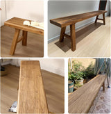 ConveniBee Farmhouse Indoor Wooden Living Room Dining Bench, Asian Natural Wood Kitchen Entryway Benc with Armless Design and Short Height, Solid Wood Shoe Bench Entryway Benches (47.2 * 10.2 * 17.7) ConveniBee
