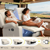 MOSGAT RV Loveseat Recliner Sofa, Reclining Loveseat Home Theater Seating with USB Ports, Cup Holders, Insert Pockets, Wall Hugger RV Recliners for Movie Room, Recline Movie Seats Gaming Sofa, White MOSGAT