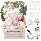 Wooden Baby Shower Crate Closet - Customizable Wooden Crate Box with Dual Rod System, Personalized Baby Shower Basket Alphabet Letters, Easy Assembly Baby Baskets for Baby Shower (Rustic White) Little Cuteness