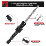 AIMLENTOOL Countersink Drill Bit Set, 5PCS Tapered Drill Bits, M2 Countersink Set with 1/4" Hex Shank Quick Change and 1 Allen Wrench for Woodworking, Pilot Screw Hole Set for Soft & Hard Wood AIMLENTOOL